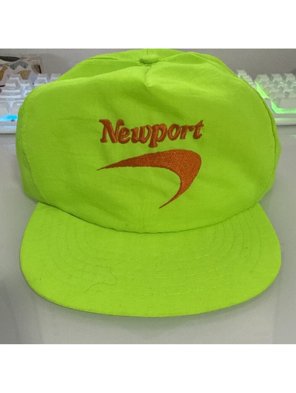 Vtg Newport Cigarettes Snapback Hat Cap Rare Neon Green 90s Deadstock Smoking